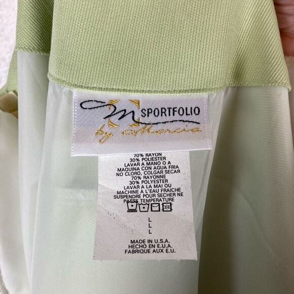 Vintage M. Portfolio By Marsha Varsity Style Snap Zip Up Jacket Green Womens L - Picture 7 of 8